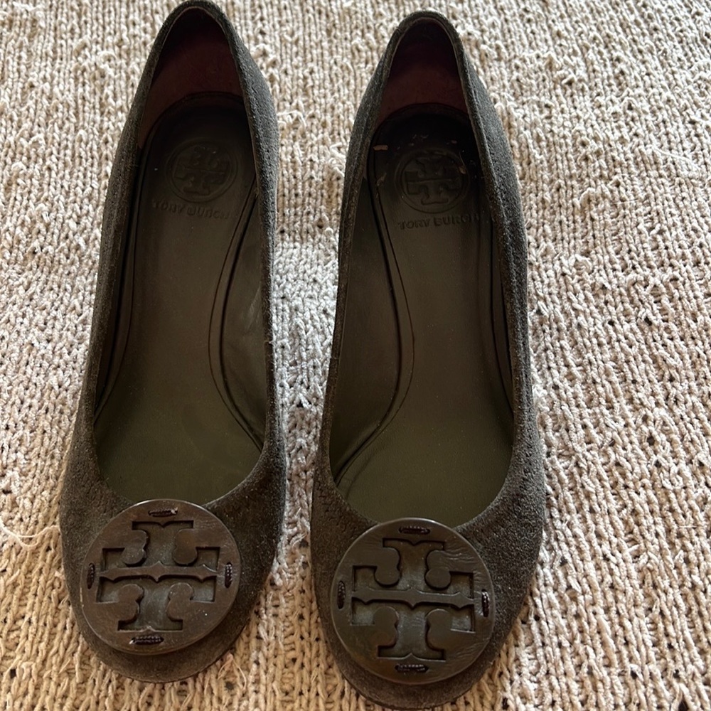 Tory Burch Gray Suede Wedges 8.5